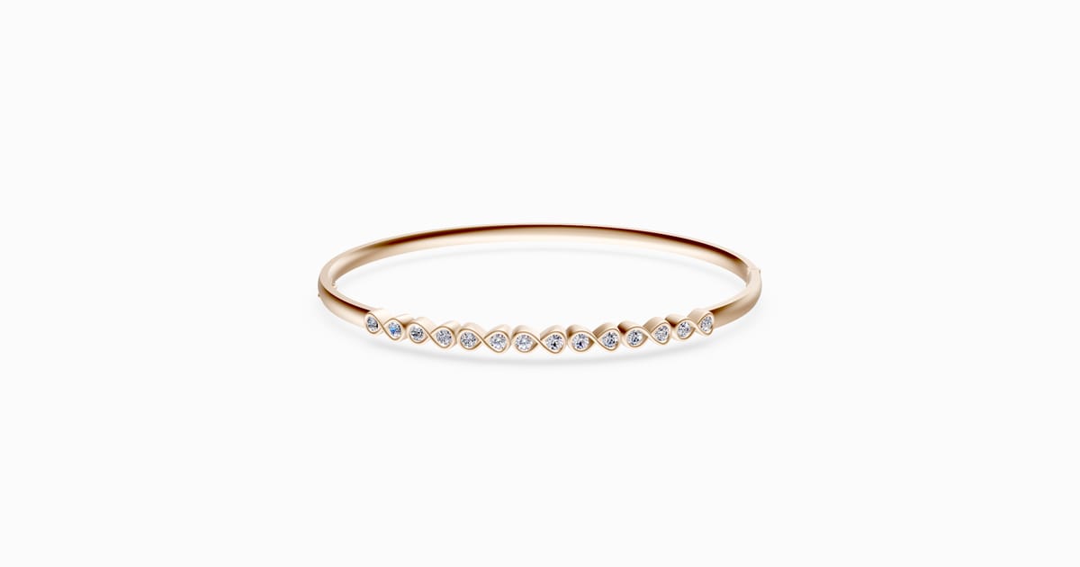 Bezel Set Bangle Bracelet | 10k Rose Gold | Lab-grown