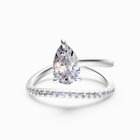 pear cut crossover ring