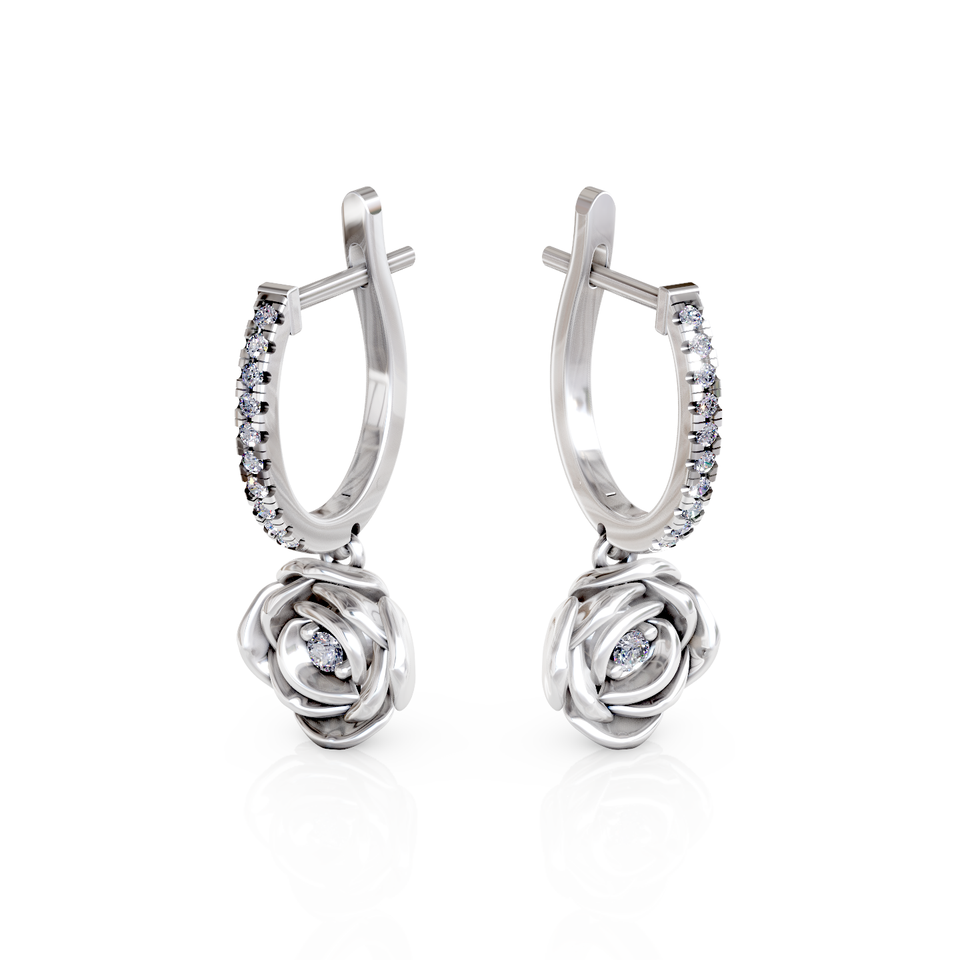 rose drop hoop earrings