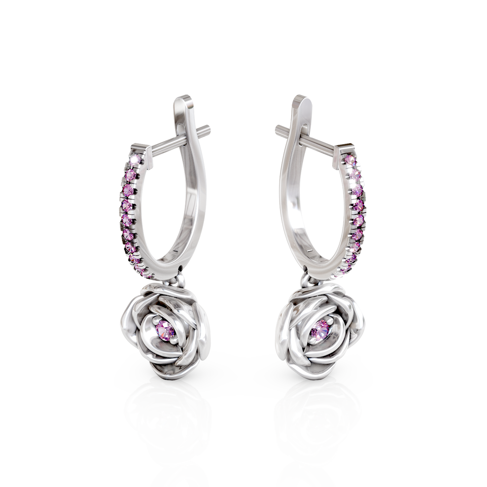 rose drop hoop earrings