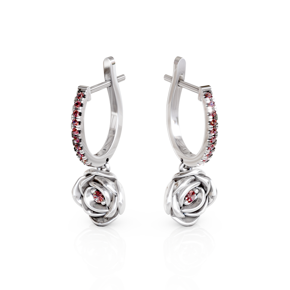 rose drop hoop earrings