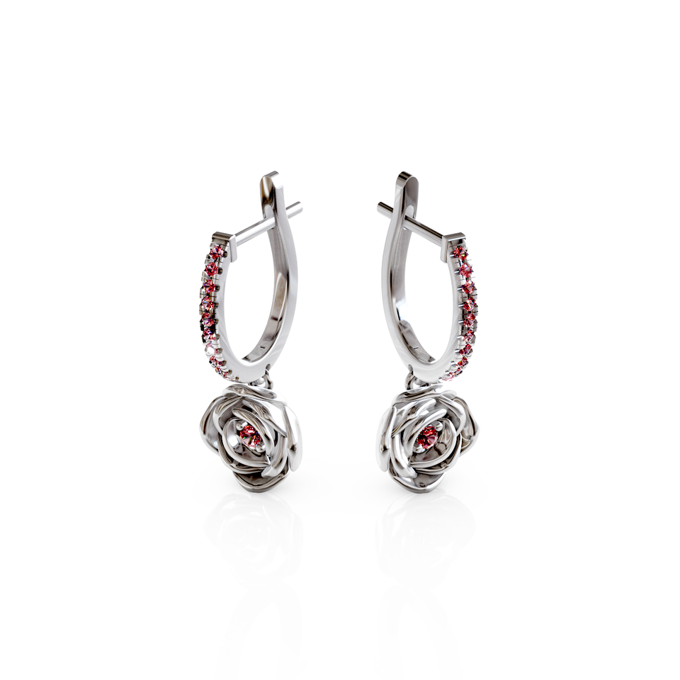 rose drop hoop earrings