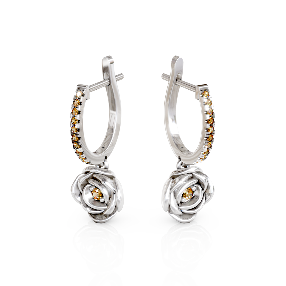 rose drop hoop earrings