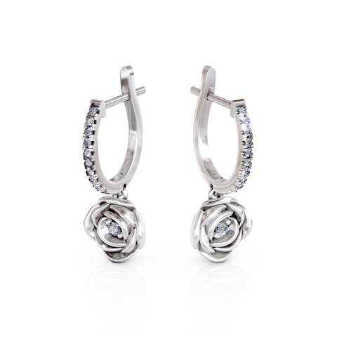 rose drop hoop earrings