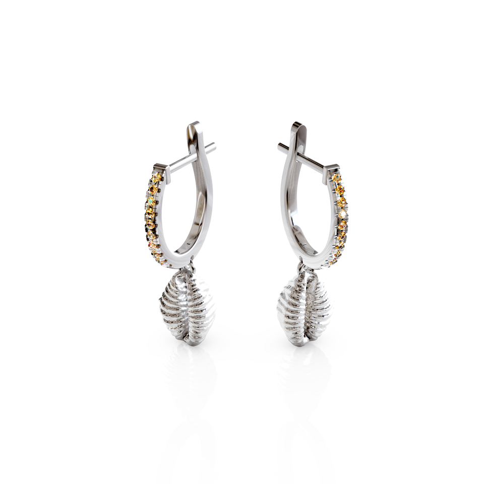 cowrie shell hoop earrings