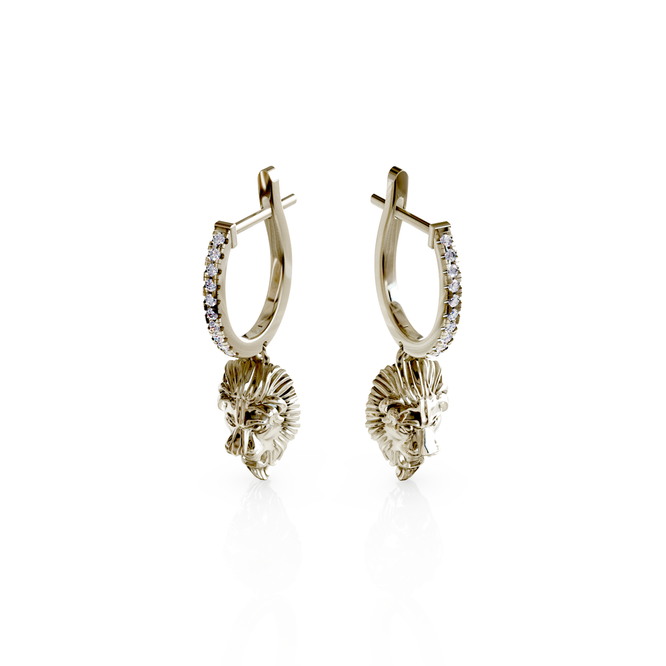 lion head stud earrings