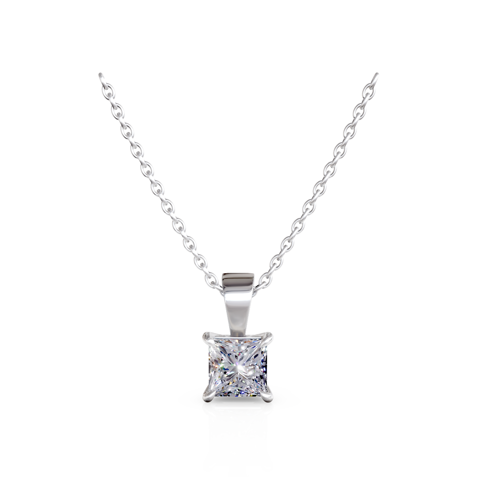square solitaire pendant