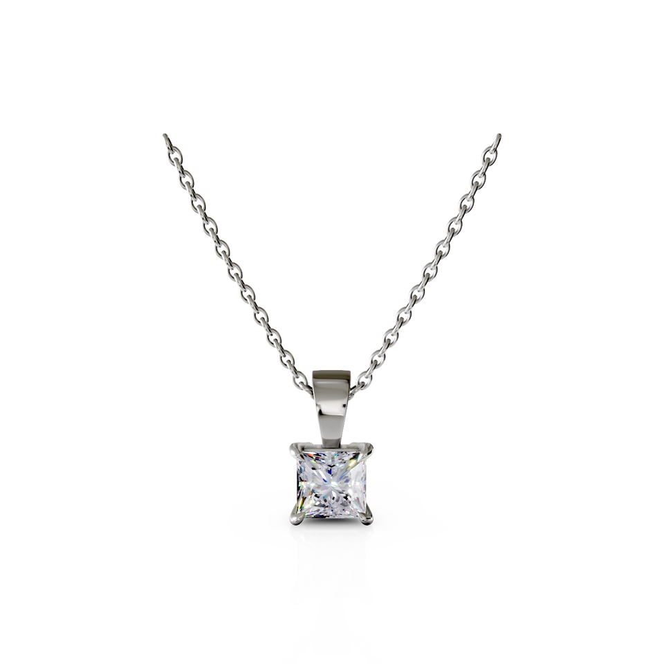 square solitaire pendant