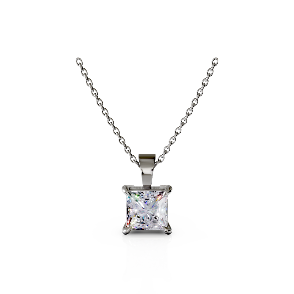 square solitaire pendant