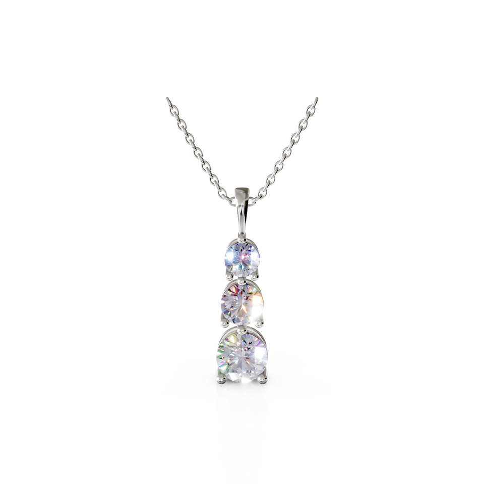 graduated three-stone pendant