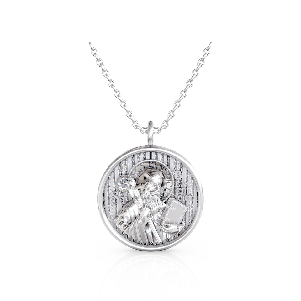 saint benedict religious pendant