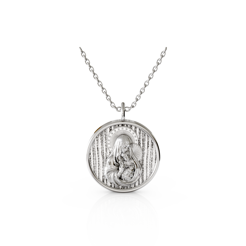 virgin mary and baby jesus pendant