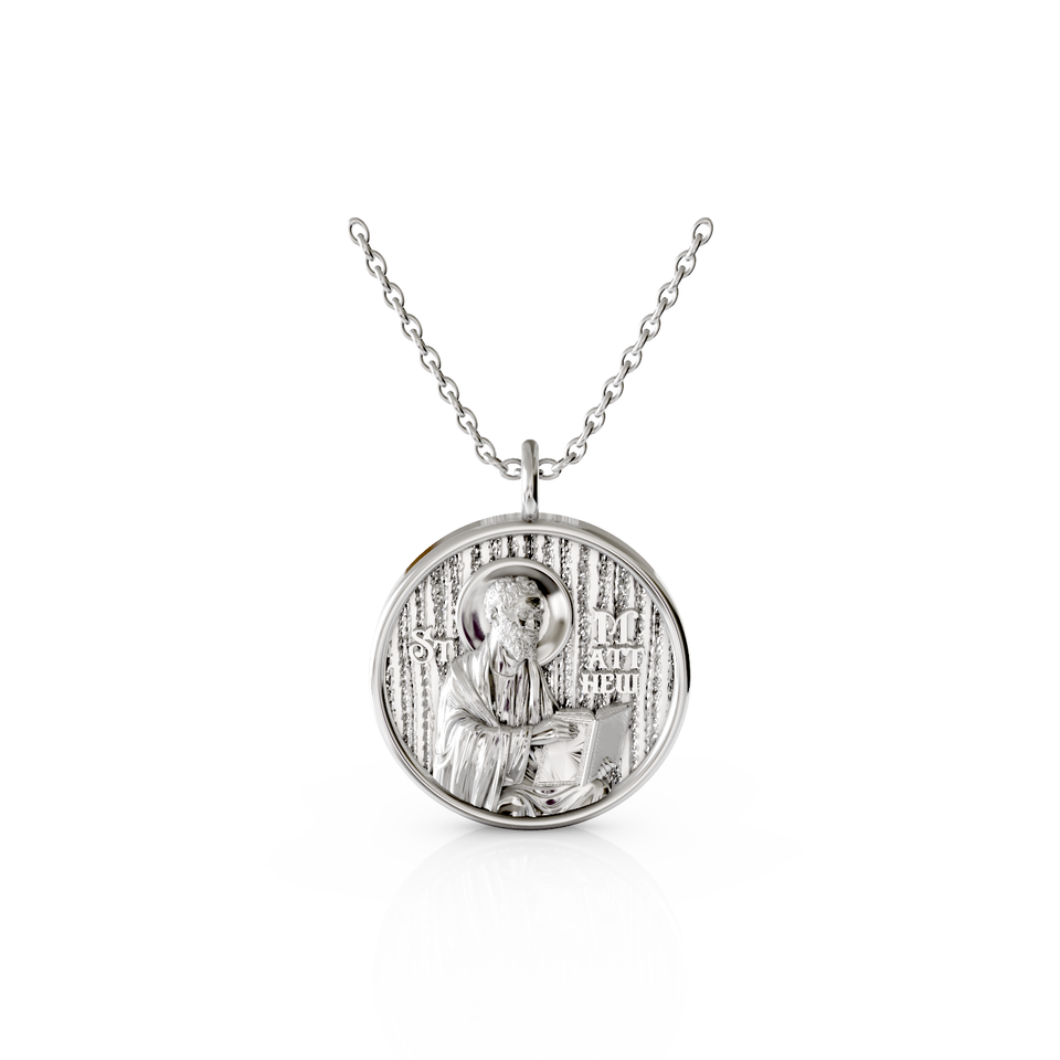 saint matthew religious pendant