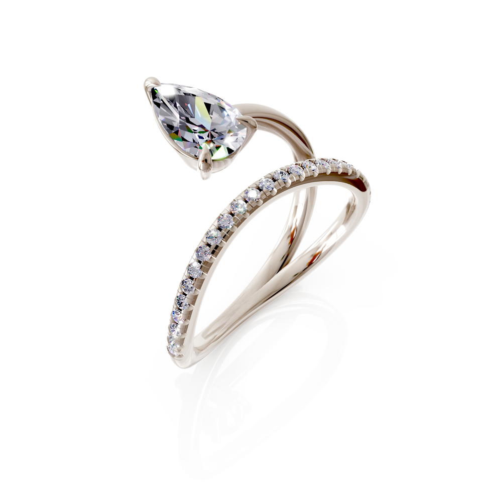 pear cut crossover ring