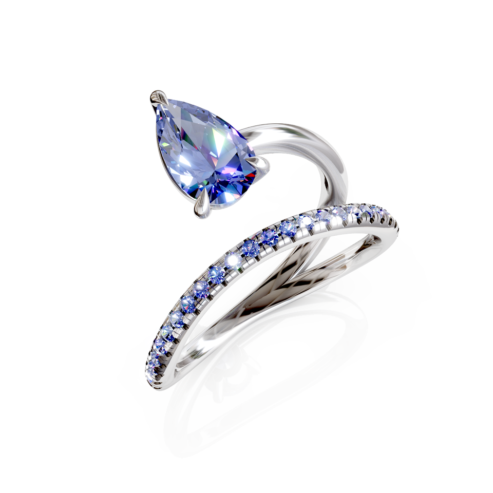 pear cut crossover ring