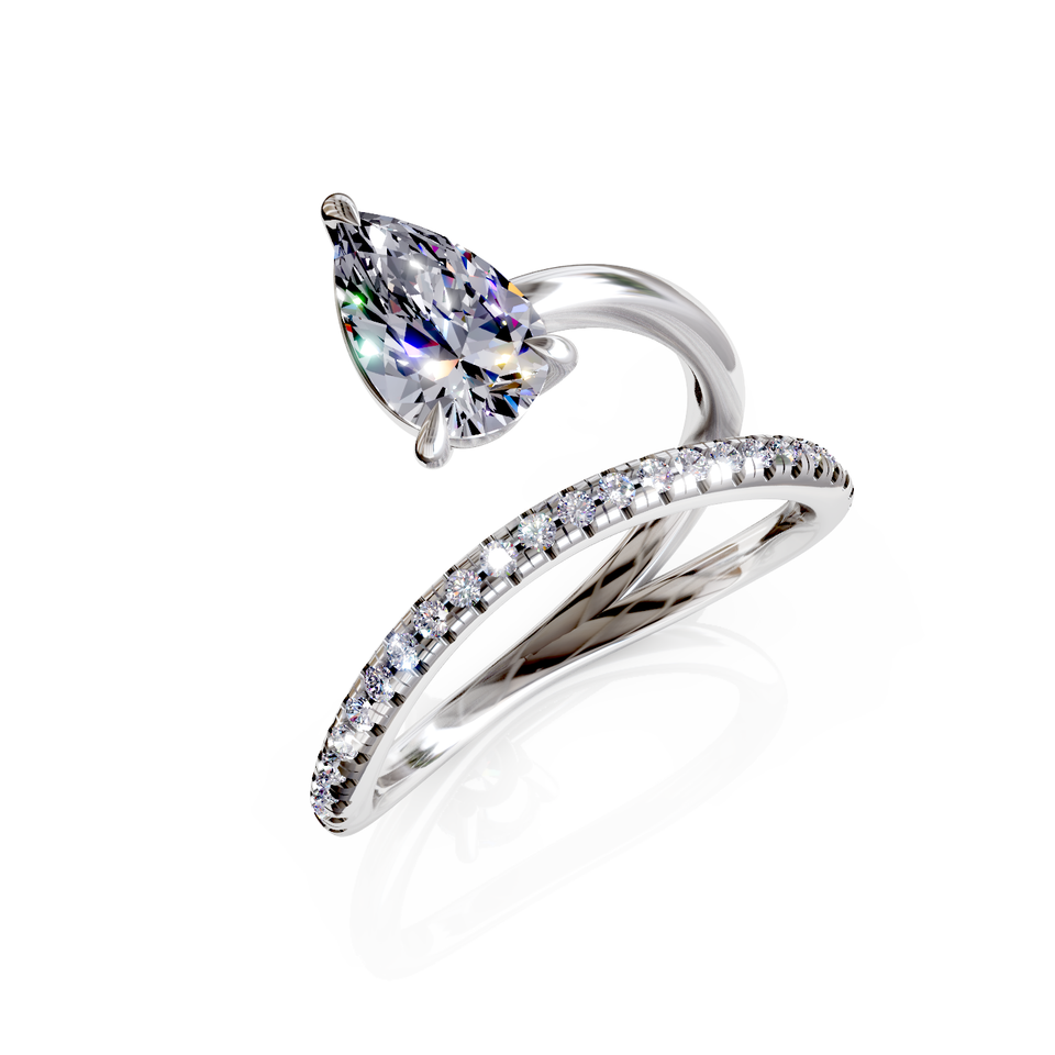 pear cut crossover ring
