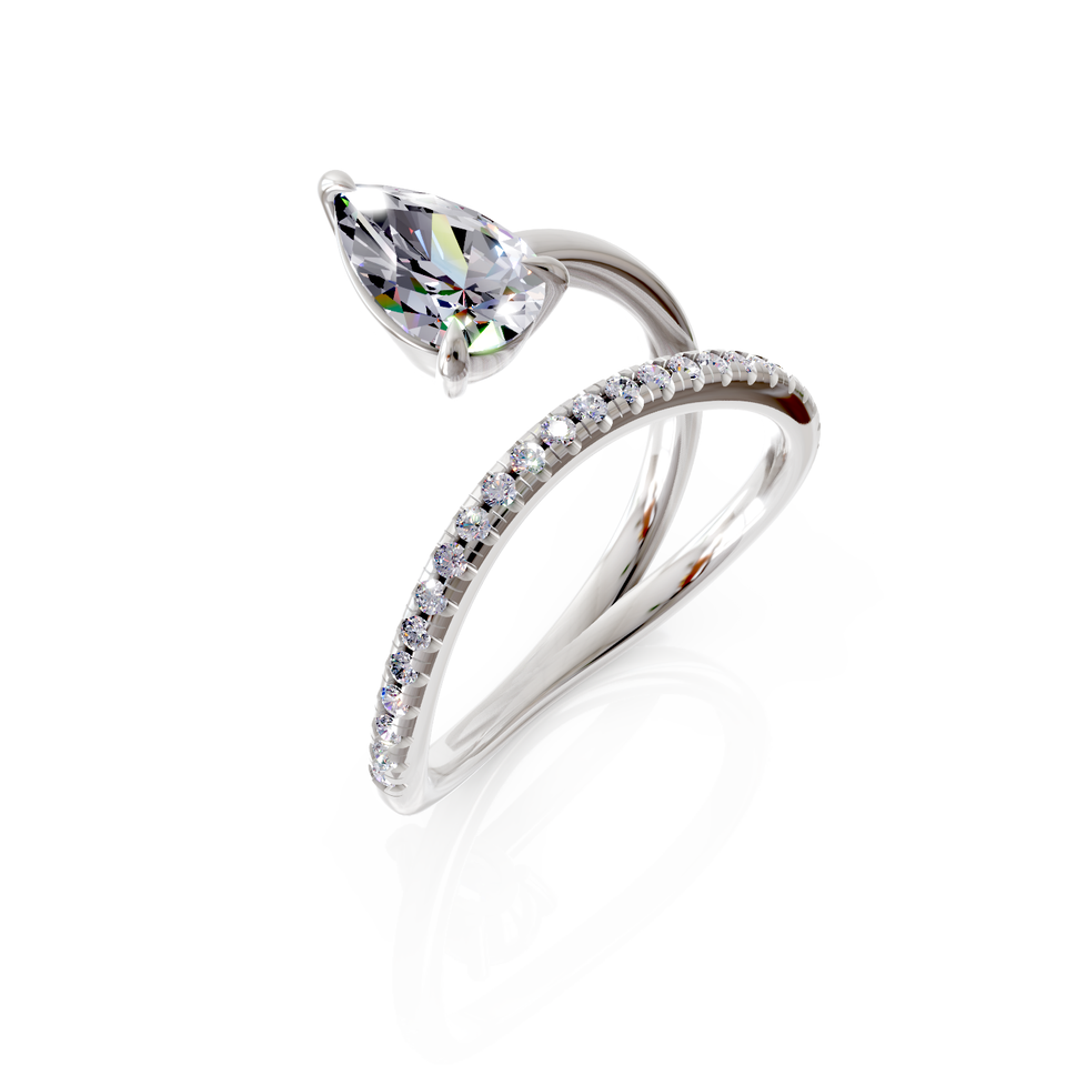 pear cut crossover ring