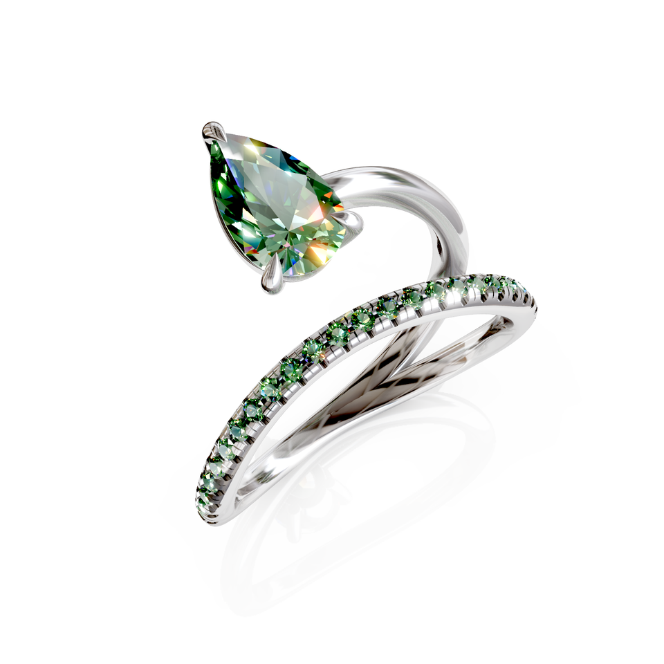 pear cut crossover ring