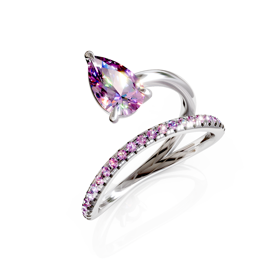 pear cut crossover ring