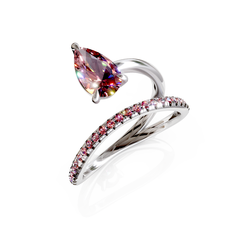 pear cut crossover ring