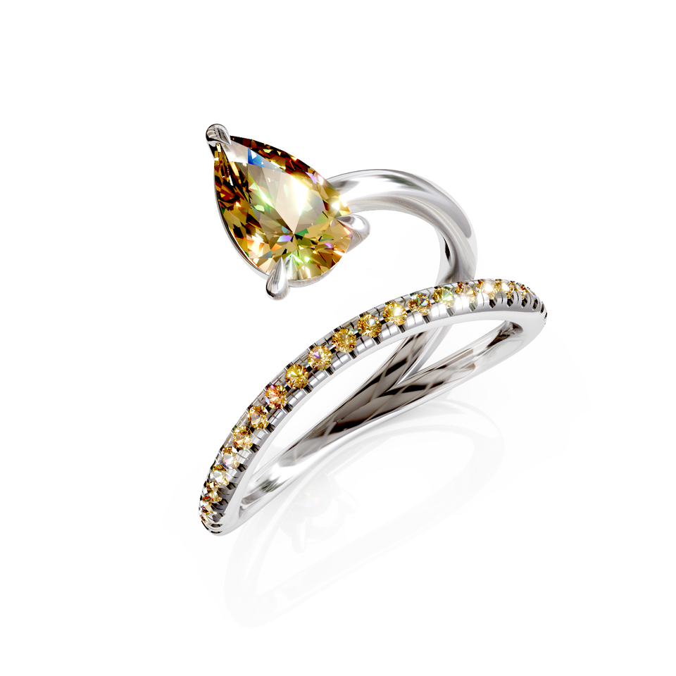 pear cut crossover ring