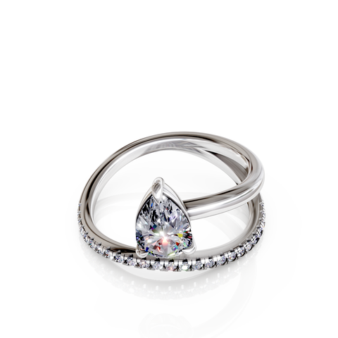 pear cut crossover ring