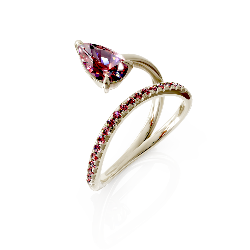2.84 Gr. 10k Yellow Gold 1.31 Ct. Lab Grown Ruby Pear Cut Crossover ...