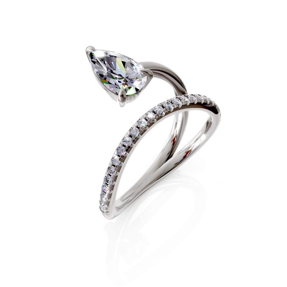 pear cut crossover ring