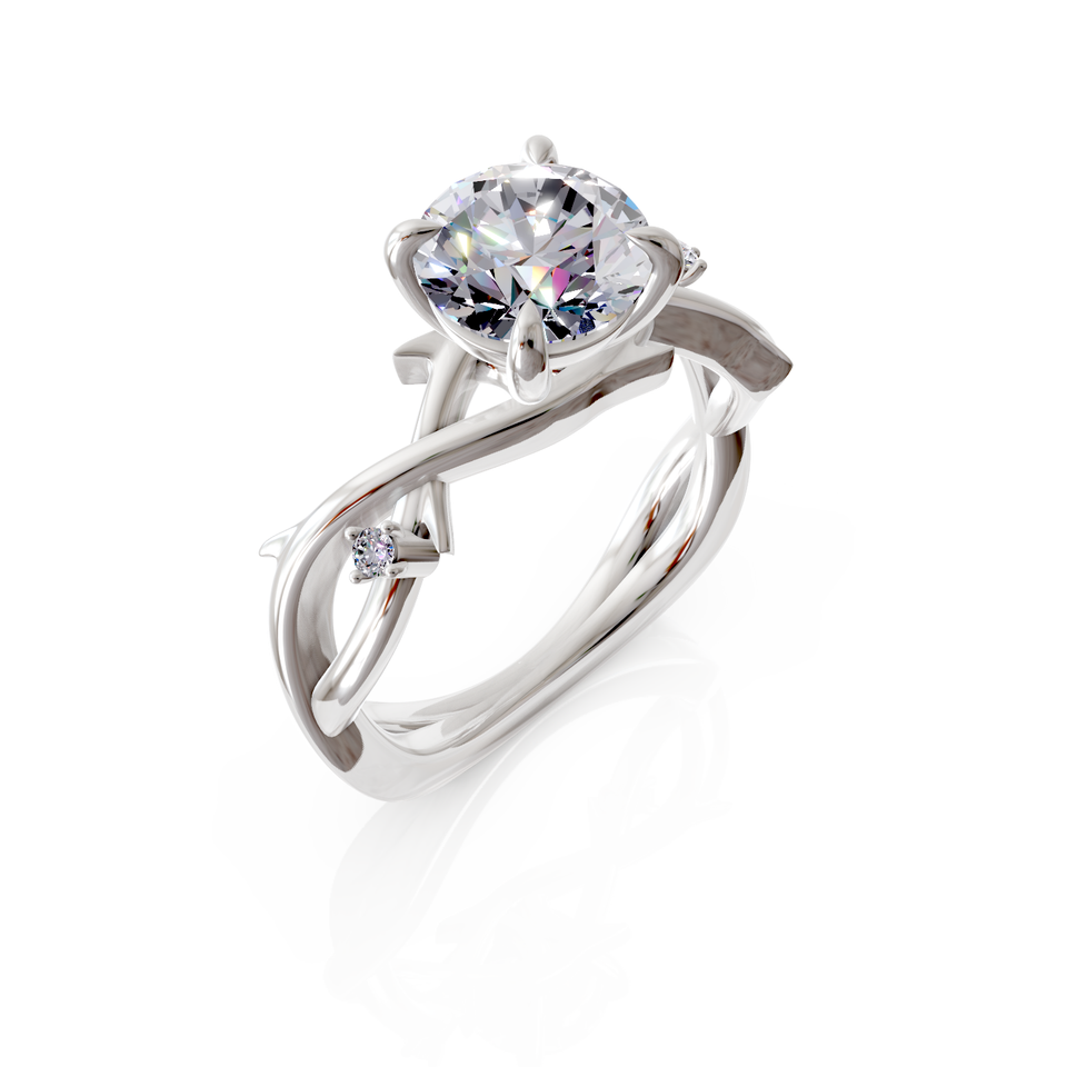 vine motif engagement ring