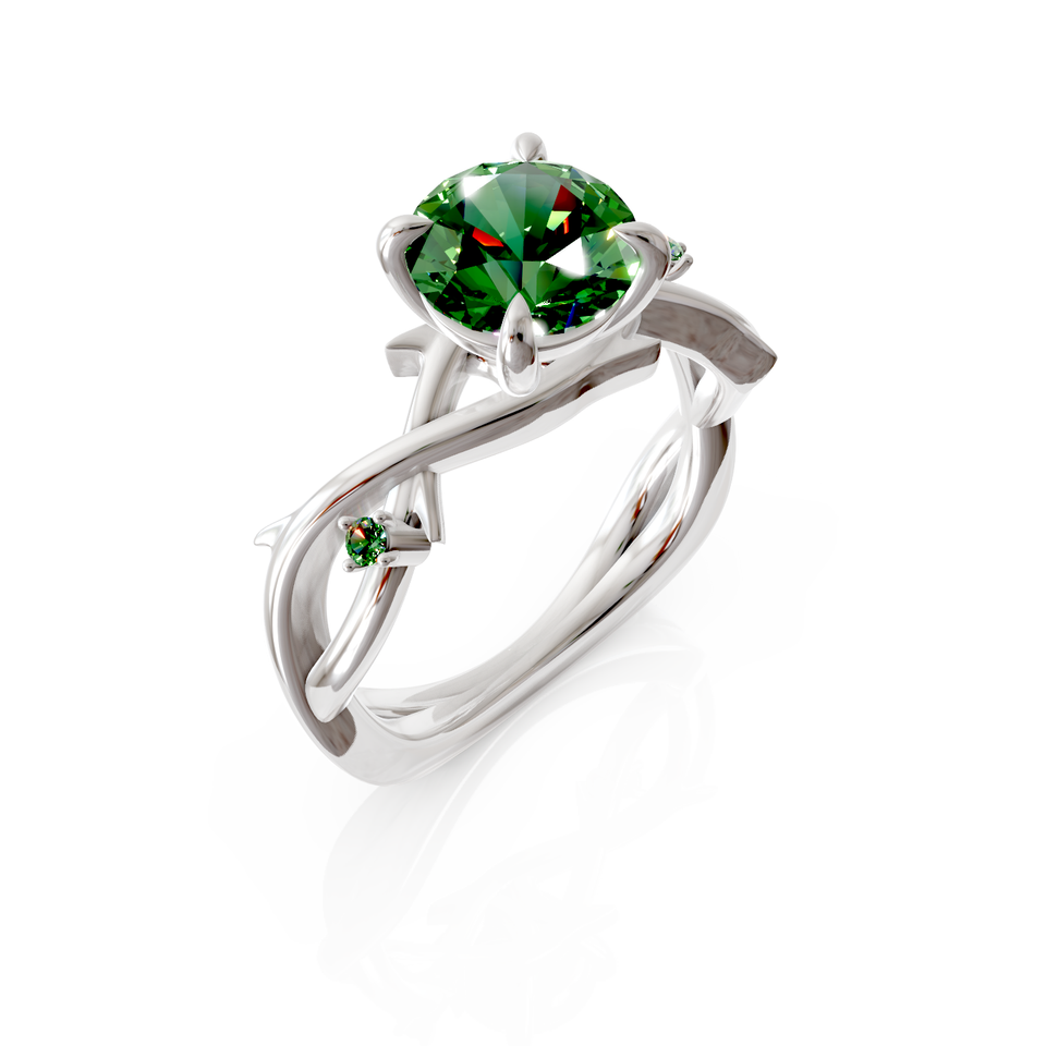 vine motif engagement ring