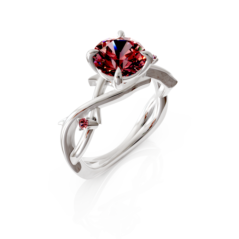 vine motif engagement ring