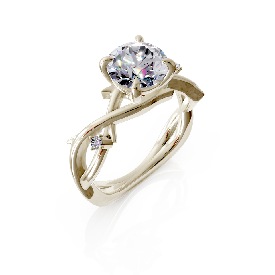 vine motif engagement ring