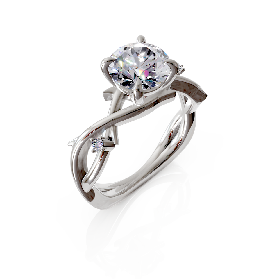 vine motif engagement ring