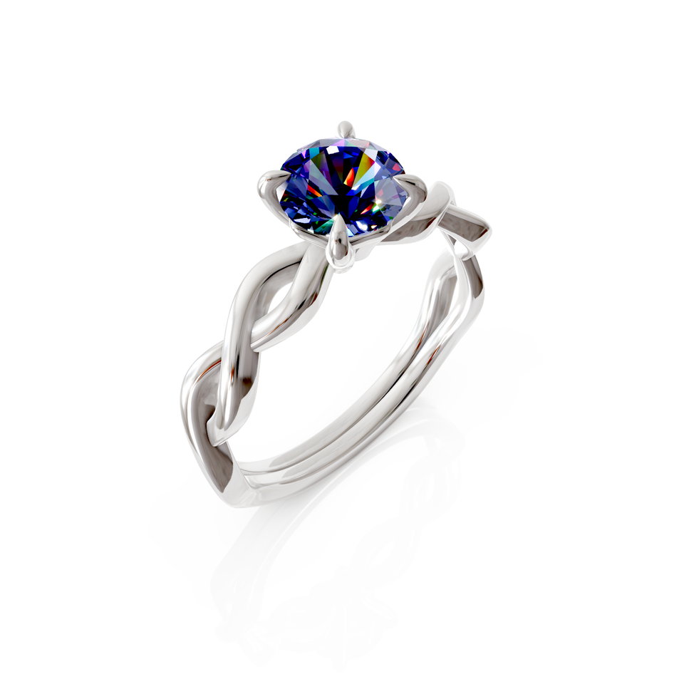 twist solitaire engagement ring