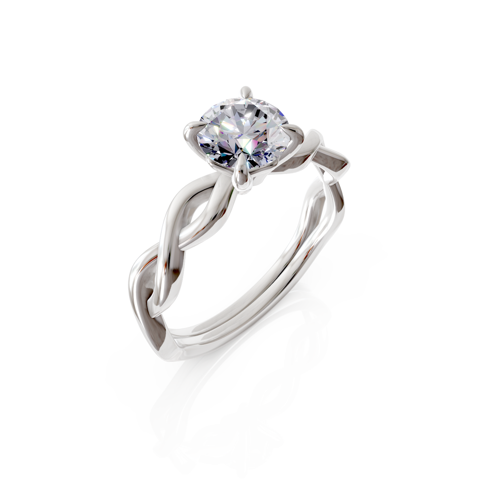 twist solitaire engagement ring