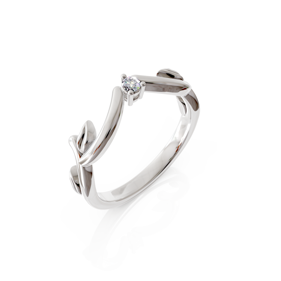 leaf-motif engagement ring