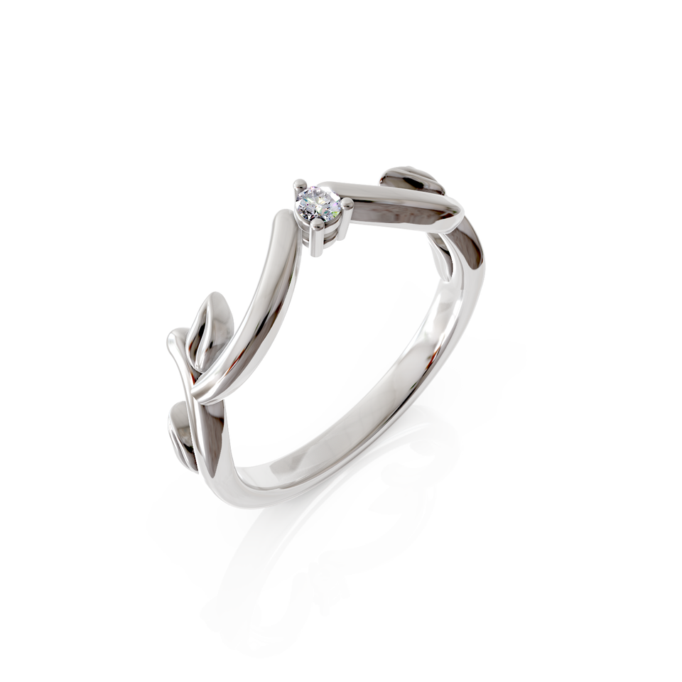 leaf-motif engagement ring