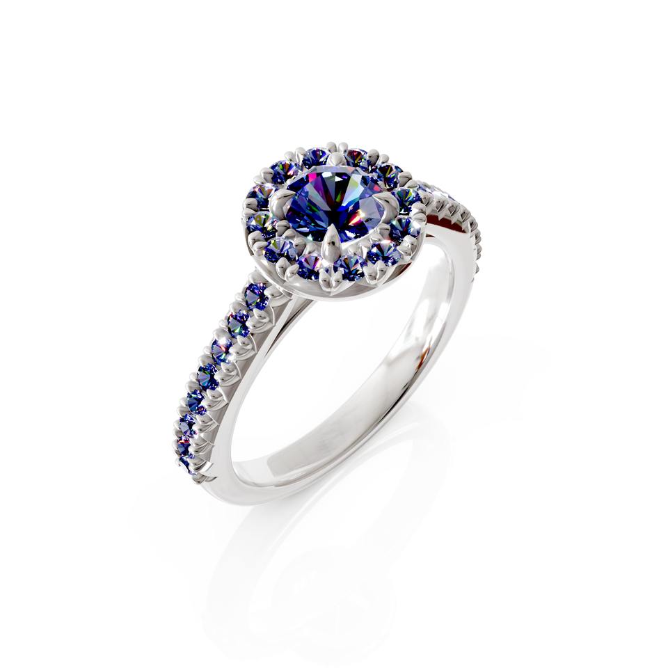 halo pavé engagement ring