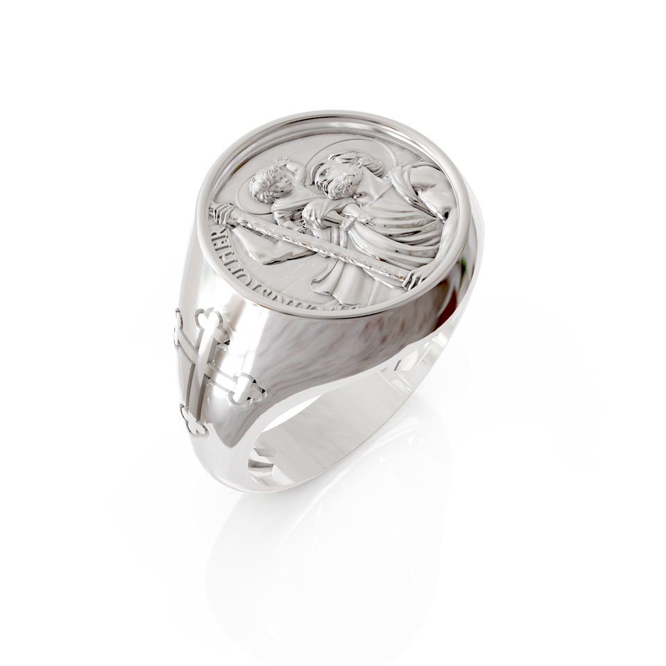 saint christopher signet ring