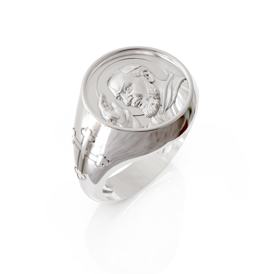 saint padre pio signet ring