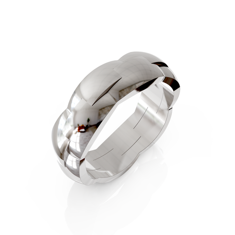 brick patterned wedding ring